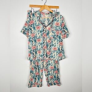 Cynthia Rowley Floral Pajama Set - Pink and Blue